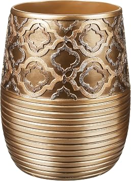 Popular Bath Waste Basket, Spindle Collection, Gold