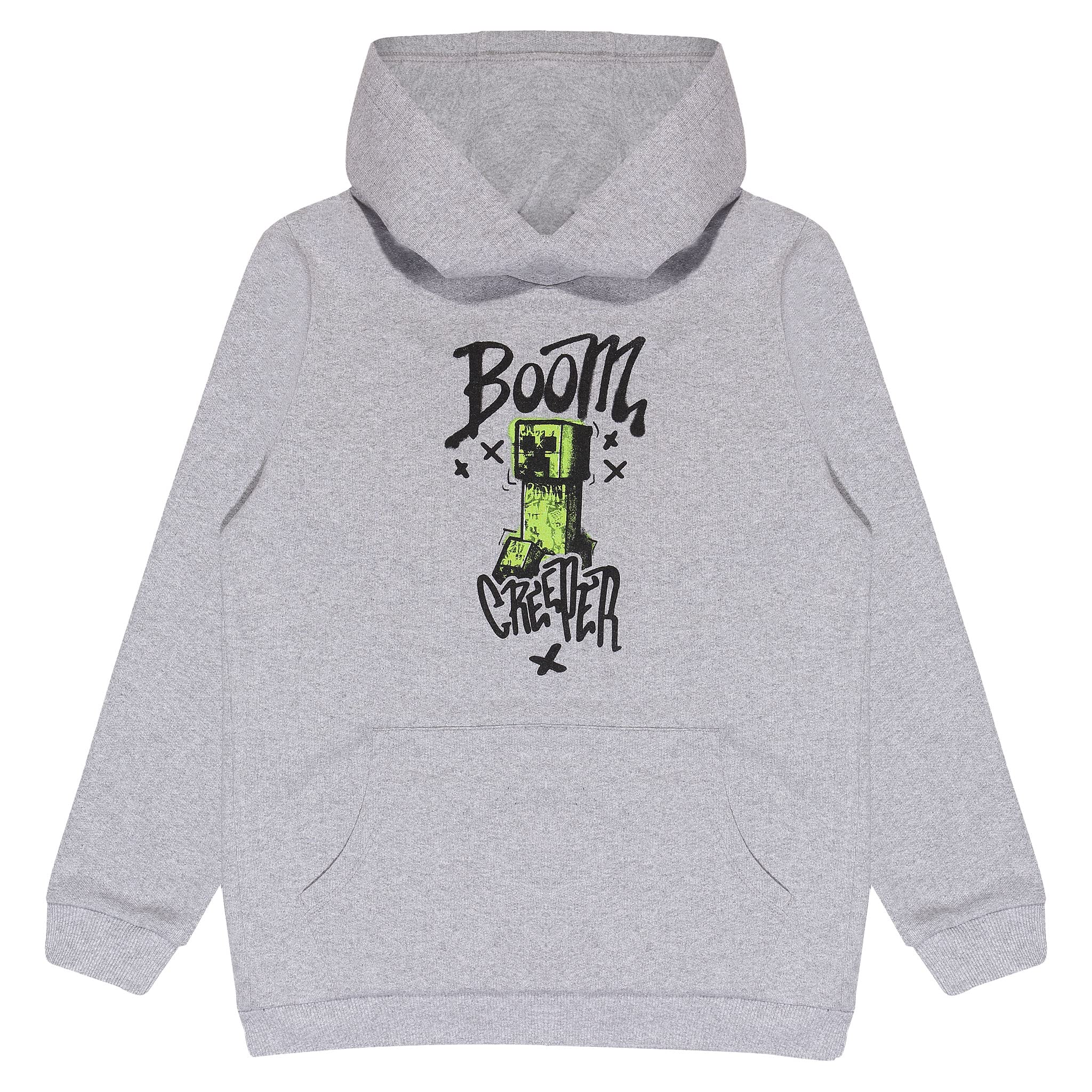 Popgear Minecraft Boom Creeper Run Boys & Girls Pullover Hoodie Heather Grey 7-8 Years
