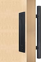 Vista 5 de Delaney Hardware BD0804 Juego de manijas de puerta de granero negro, Hardware de puerta de granero negro, Hardware de puerta de granero negro