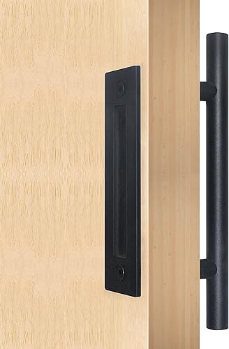 Miniatura 6 de Delaney Hardware BD0804 Juego de manijas de puerta de granero negro, Hardware de puerta de granero negro, Hardware de puerta de granero negro,