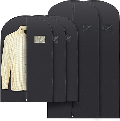 Plixio Bolsas de ropa negras para colgar ropa, bolsa de traje de hombre para viajes y almacenamiento de ropa, vestidos de mujer, camisas, abrigos de