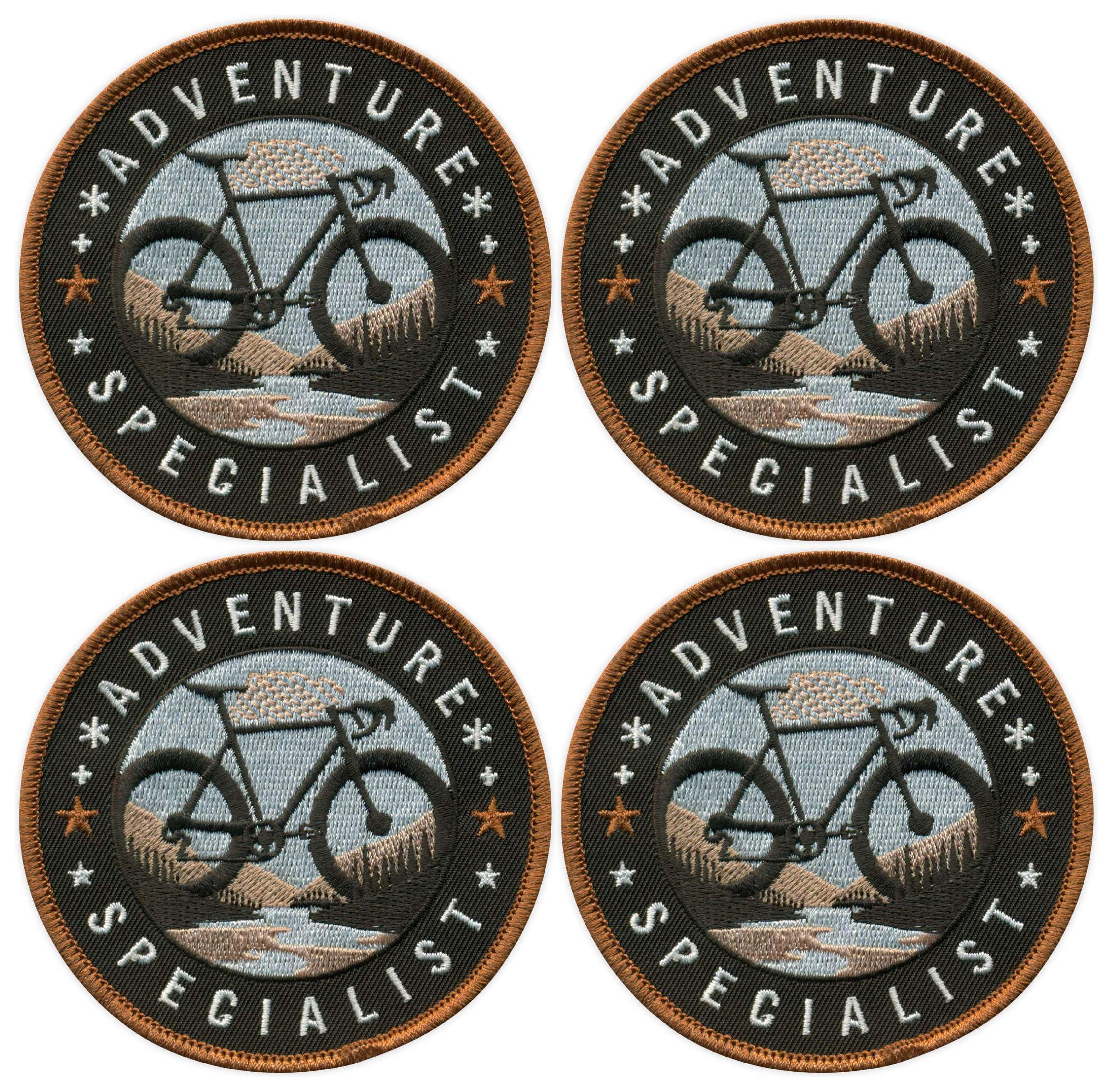 Juego de cuatro – Bike Adventure Specialist – Negro VeIcro/ en la parte trasera – Parche bordado/insignia/emblema