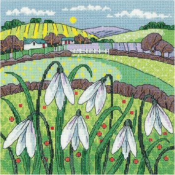 Heritage Crafts Snowdrop Landscape Counted Cross Stitch Kit