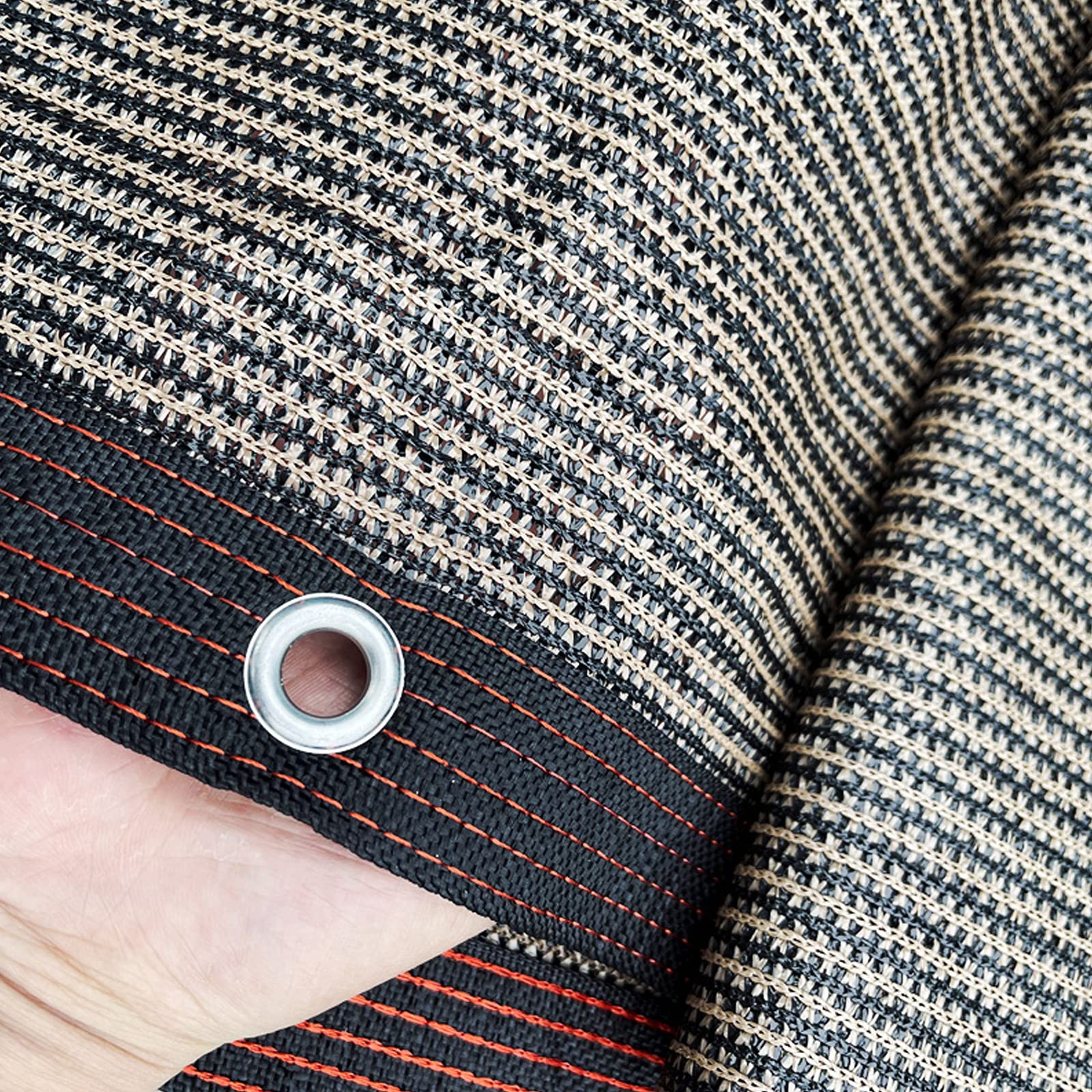 kufu01 24-Pin Brown Sunblock Shade Cloth,95% UV Resistant Breathable Shade Netting,Anti-Aging Shade Net Tarp,with Grommets,for Home Balcony Garden Flower Sun Room Canopies Roof (5x8m/16x26ft)