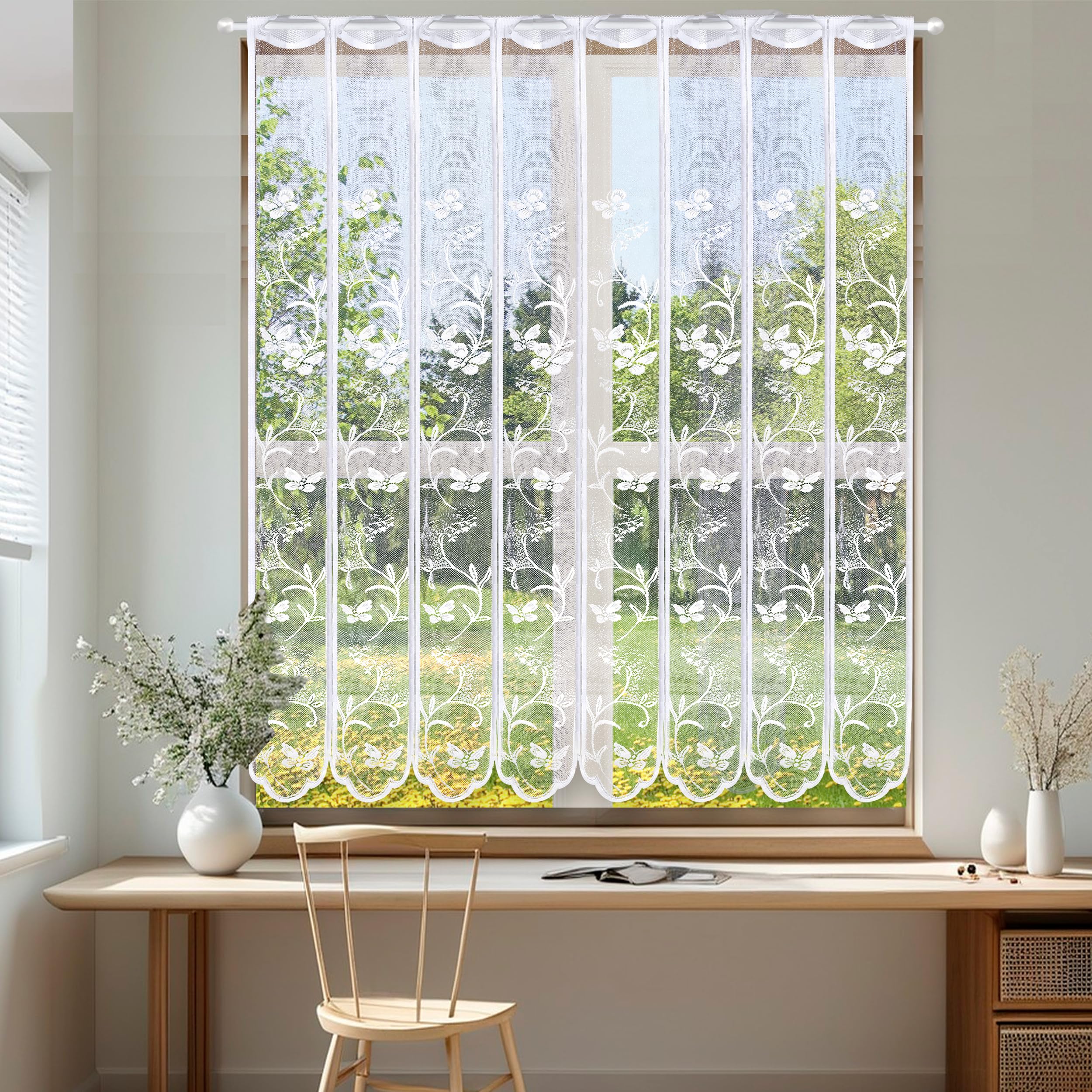 Tenda A Pannello In Voile Semi-trasparente Con Passanti - Motivo Caffè, 45x90 Cm, Per Cucina E Bistrò