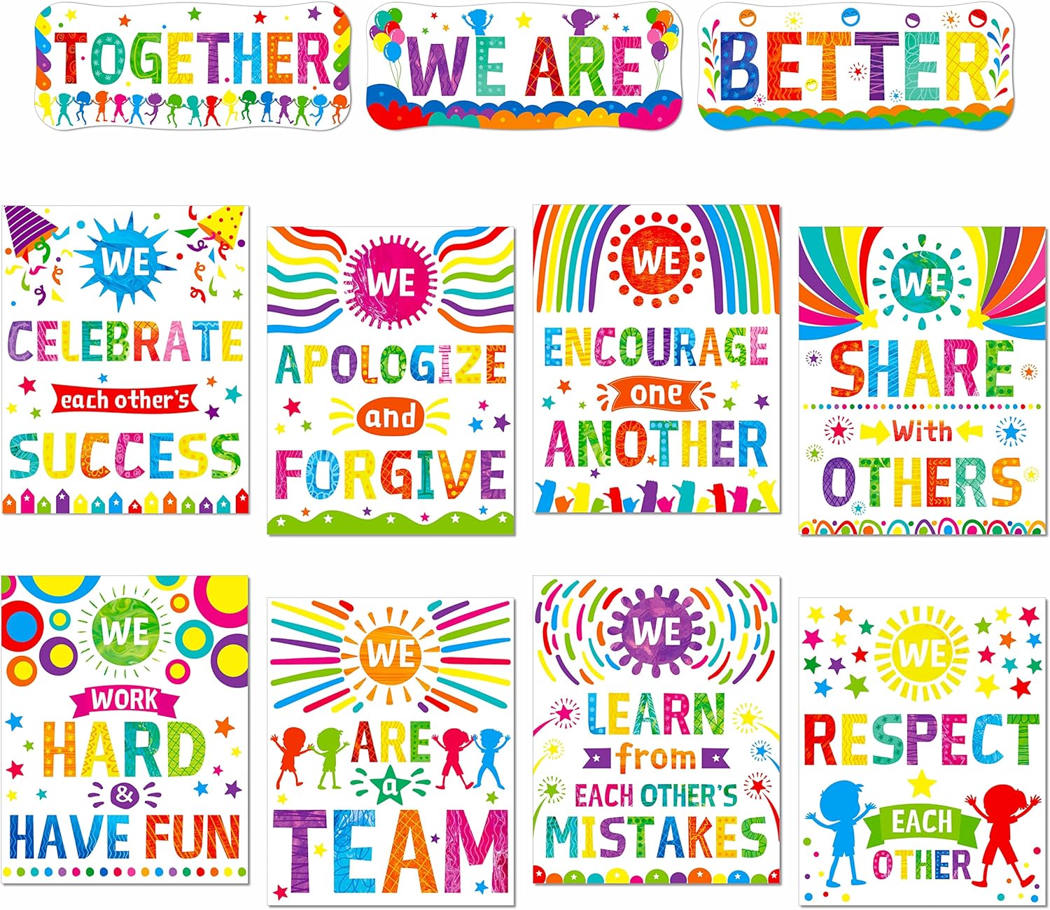 Buy Classroom Banner Poster, 11 PCS Colorful Bulletin Board Decoration