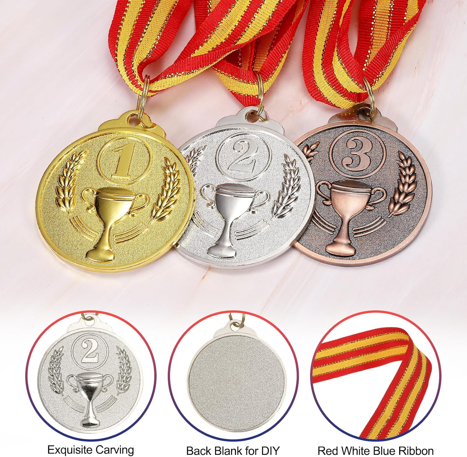 PATIKIL Award Metals, Style Winner Award Medals Prize with Neck Ribbon for Games Sports Competitions
