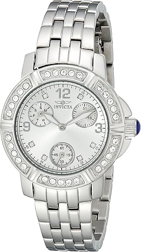 Invicta 18963 Angel Reloj de plata de cuarzo japonés con pantalla analógica para mujer, Acero inoxidable, Movimiento de cuarzo