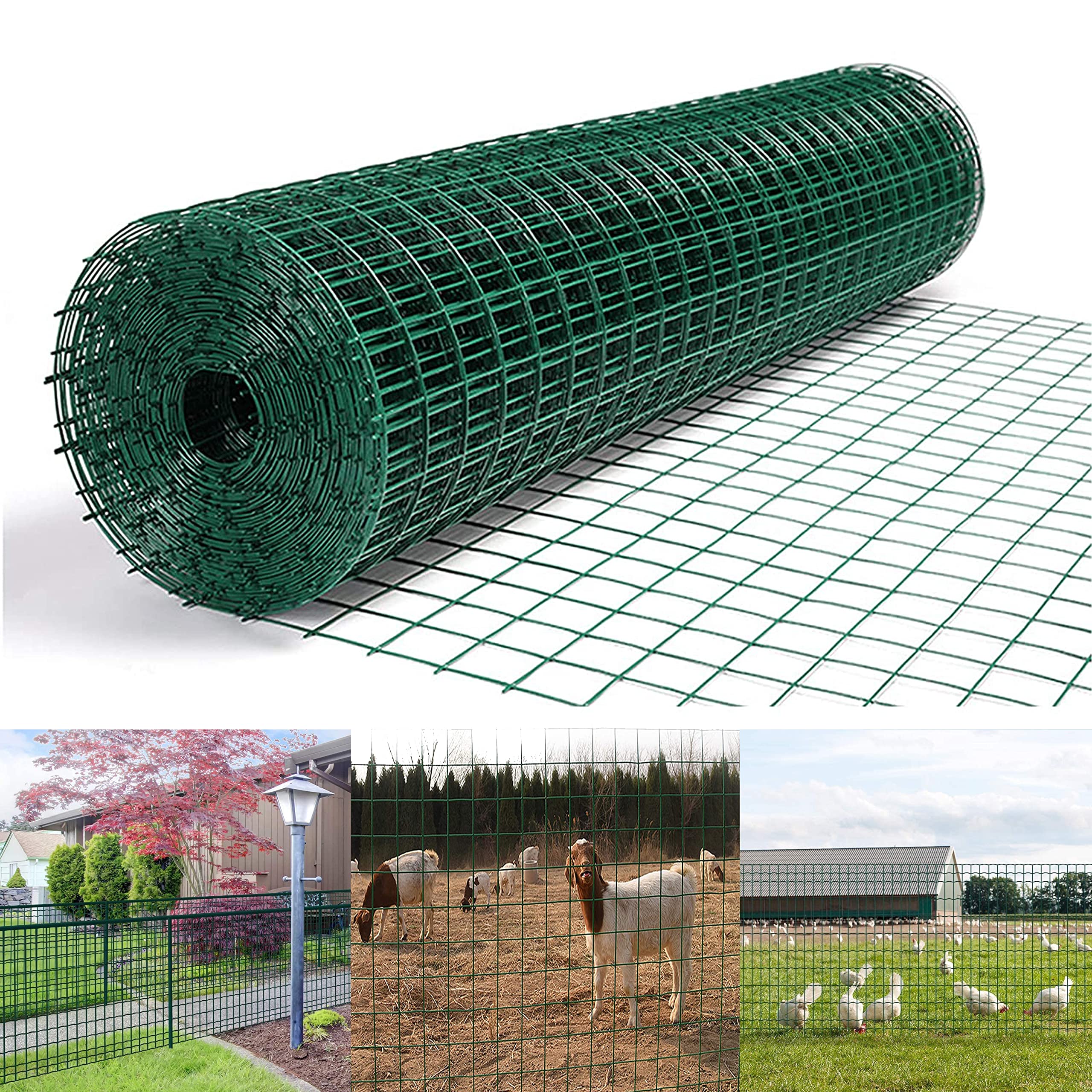 Malla de Alambre Valla De Jardín 90cm x 25m Malla Alambre Metalica Galvanizada Valla Salvaje Pesado de Alta Resistencia Malla Metálica Anudada Red de Alambre Protección para Ovejera Ganadera Granja