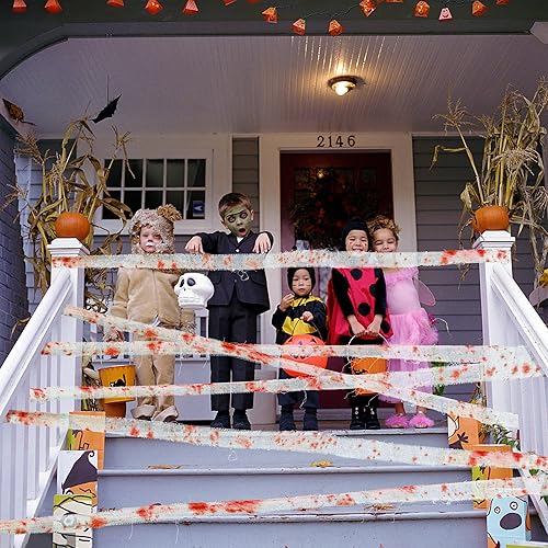 Miniatura 5 de Watayo Tela de sangre espeluznante de Halloween de 164 pies, tela de gasa de sangre aterradora, cortina de tela espeluznante para Halloween, fiesta