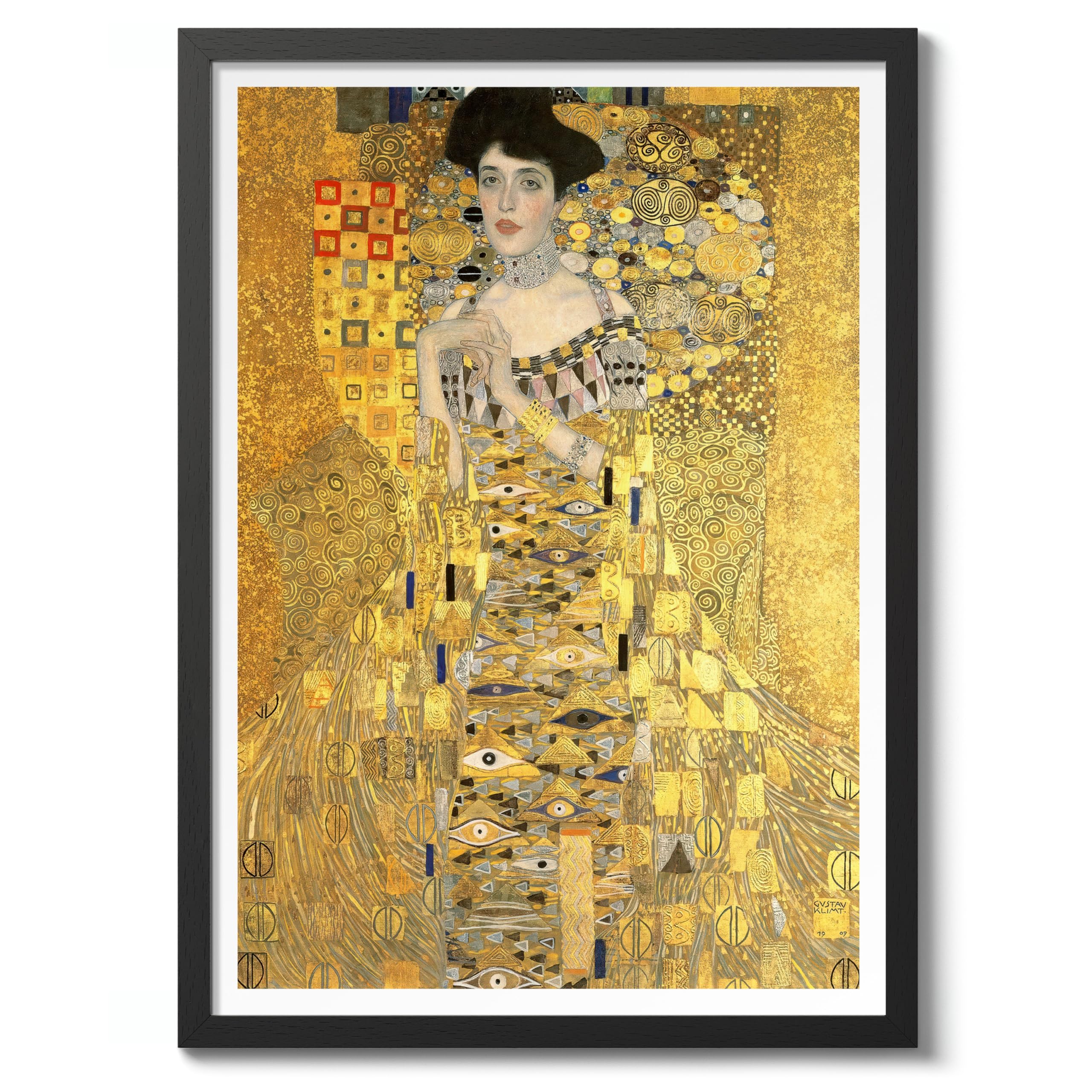 Animato Adele Bloch-Bauer I Gustav Klimt Poster, Classic Famous Oil Painting Print, Modern Art Nouveau Wall Art Home Decor, Archival Matte, 50x70cm (Black Frame) - 50x70cm