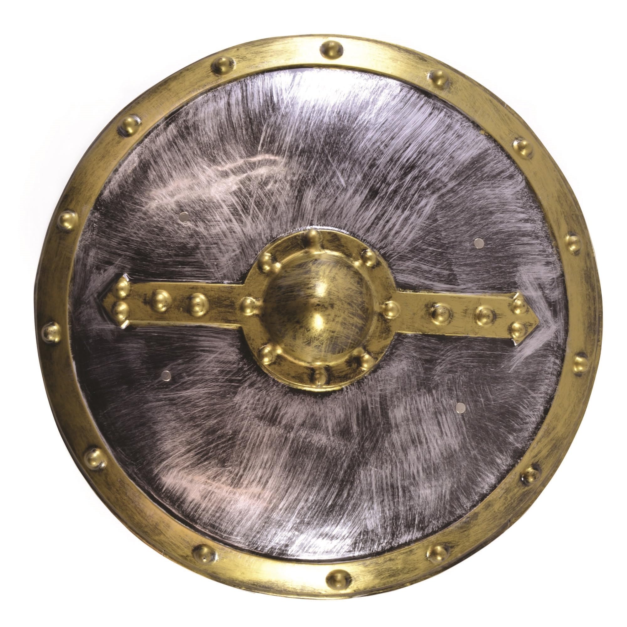 Vintage Gold & Silver PVC Round Shield (48 cm) 1 Pc. - Perfect Props for Cosplay, Events, World & Culture, Battle Reenactments, & Themed Parties Halloween