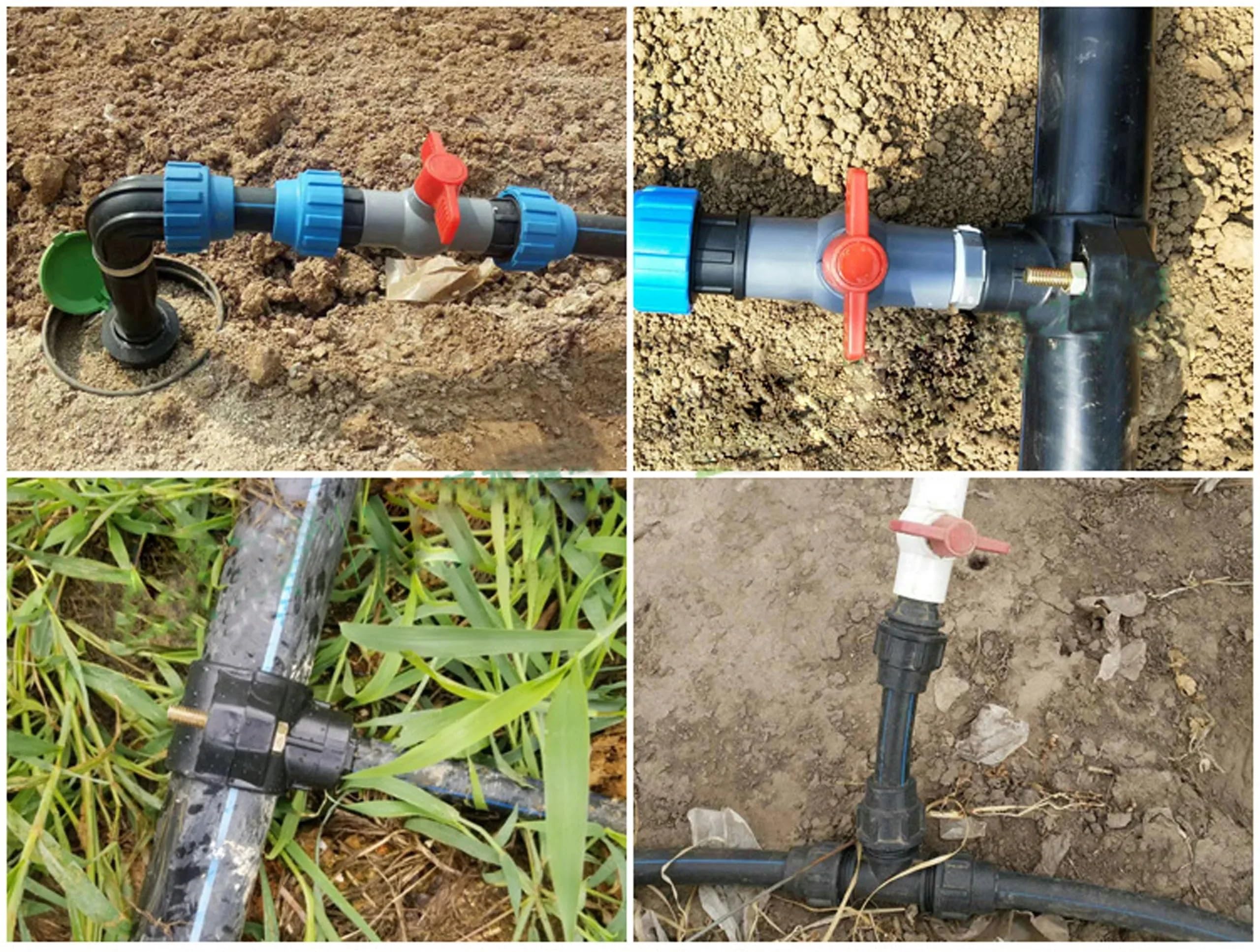 Conector rápido de tubería de PE con válvula de 20/25/32/40/50 mm, Codo Reductor, unión de tubería de Agua, plástico, for riego agrícola, Accesorios de PE y PVC.(Plastic tee Valve 50mm)
