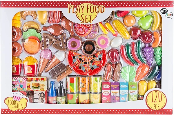 Pretend Play Assorted Food Set - Fresh, Boxed and Canned Food by Hey! Play!