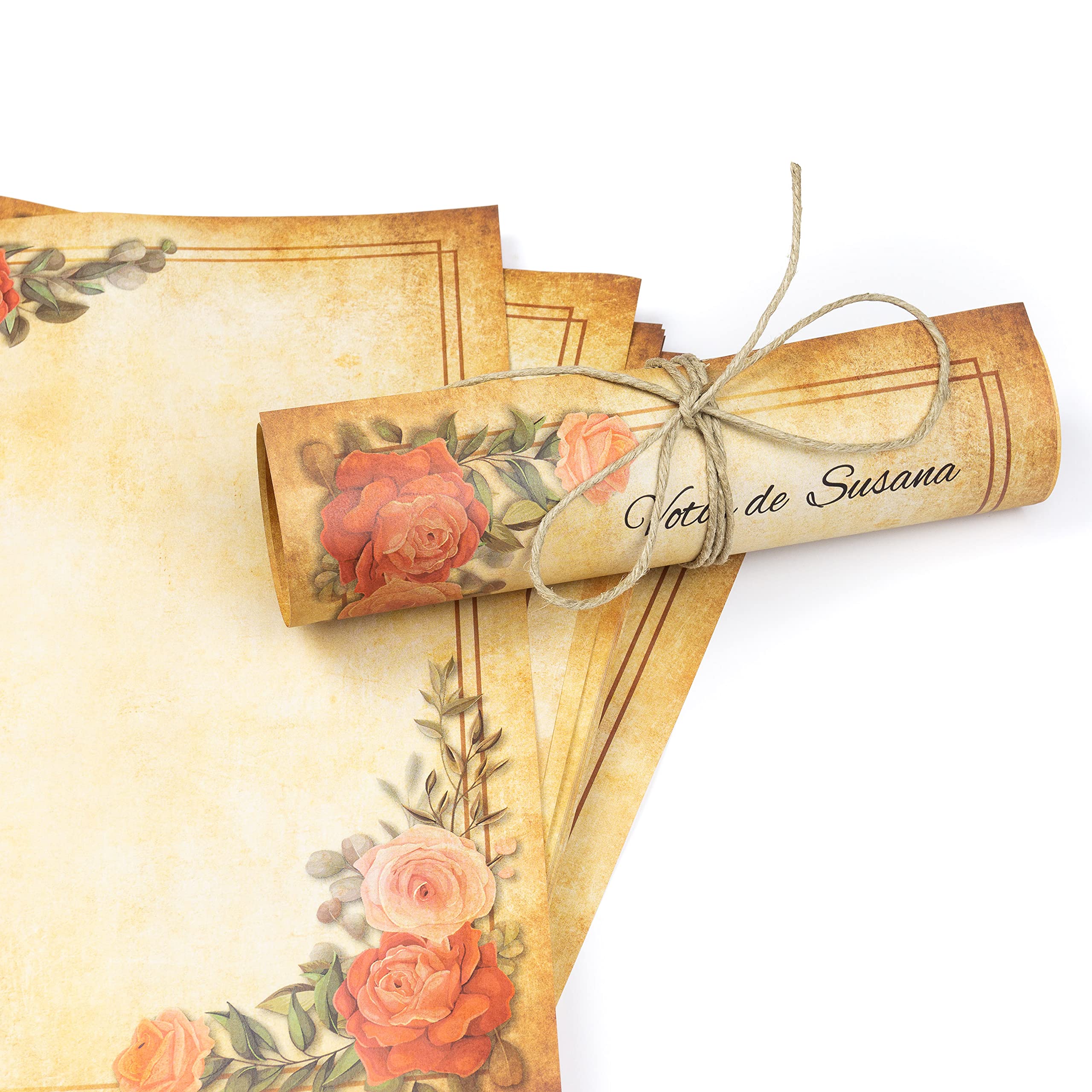 Lot de 120 feuilles de papier de papeterie vintage antique, aspect vieilli, 6 couleurs, double face, 21,6 x 28 cm, pour écrire, calligraphie, impression, scrapbooking, artisanat, carte, certificat, invitation