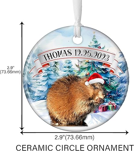 Miniatura 3 de Prezzy Adorno personalizado de rata almizclera para decoración de árbol de Navidad, regalo de recuerdo para amantes de los animales, dueños de