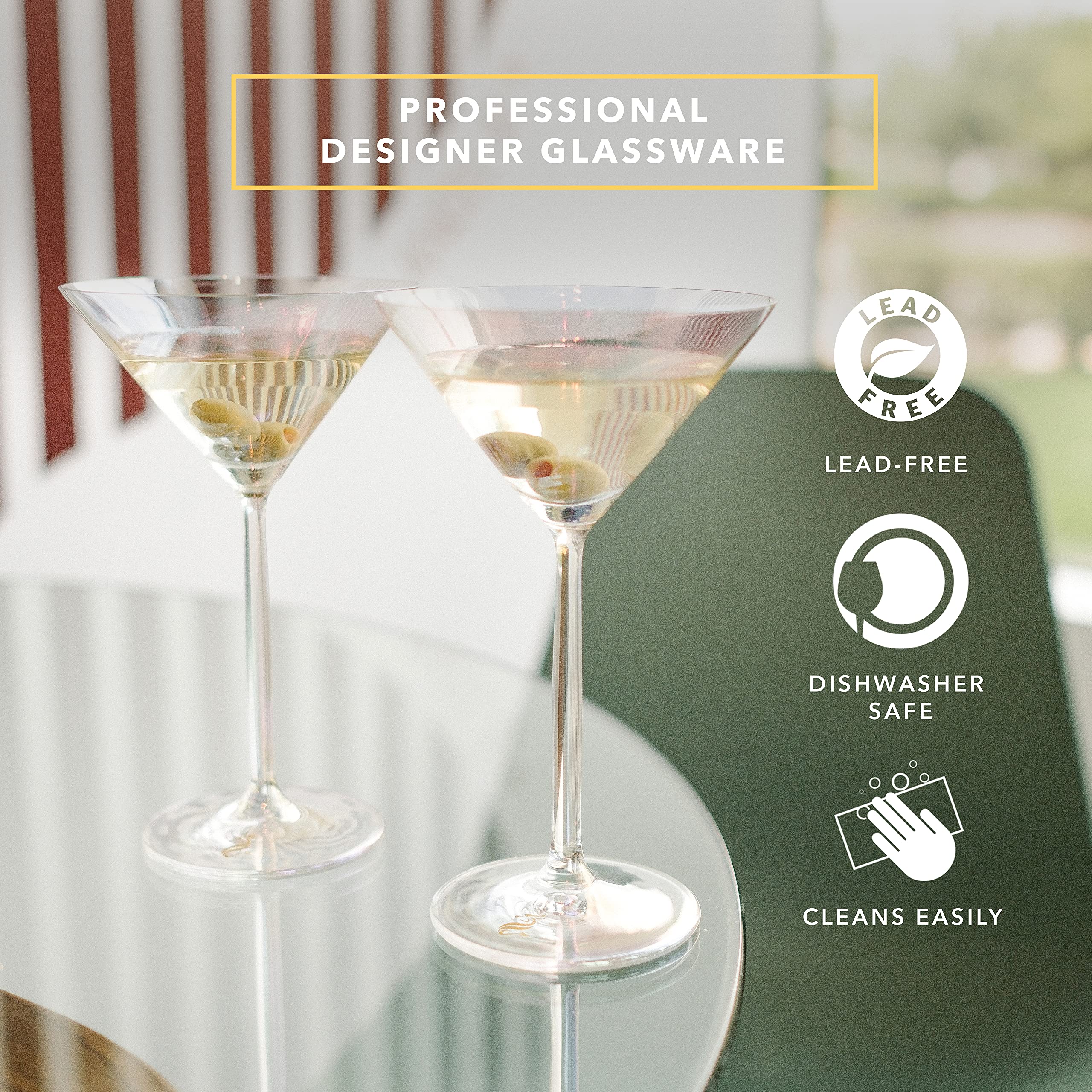 Dragon Glassware Martini Glasses, Shimmering Iridescent Color, 8Ounce