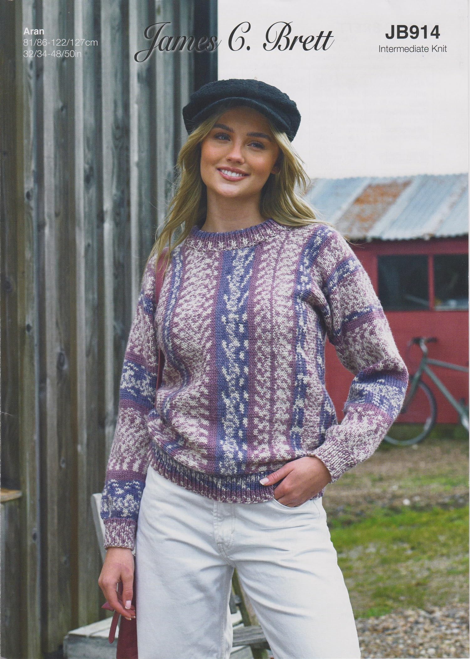James Brett Aran Knitting Pattern Ladies Fairisle Style Sweater Jumper (JB914)