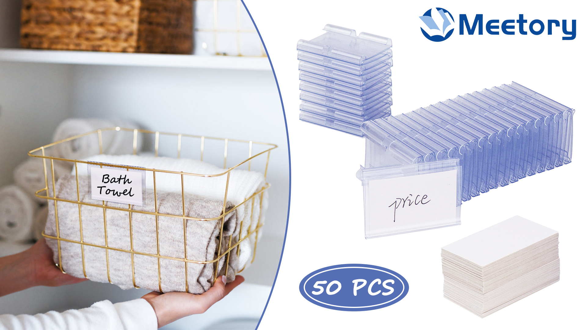 Amazon.com : Meetory 50 Pcs Plastic Wire Shelf Label Holders, 3