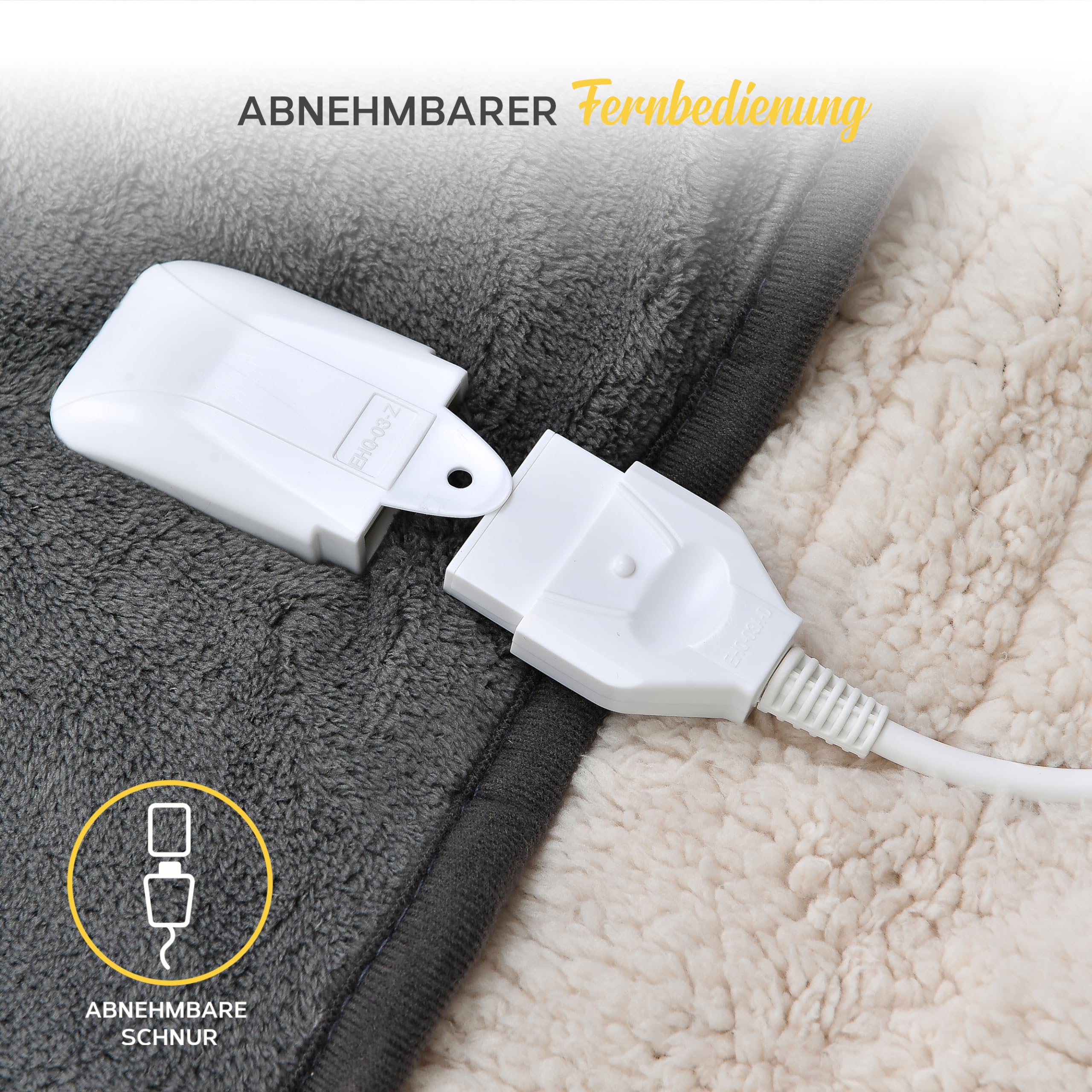 MONHOUSE Beheizter uberwurf - Heizdecke - Digitalregler - Timer Bis Zu 9 Stunden, 9 Warmeeinstellungen, Automatische Abschaltung - Maschinenwaschbar - Einzel 130X160Cm - Grau Shearling