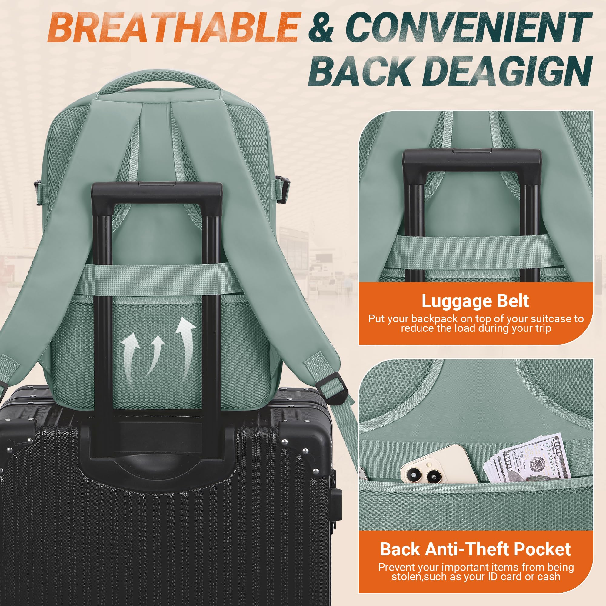 xlodea Bagage Cabine 40x30x20 pour Ryanair Sac à Dos de Voyage Bagage à Main Avion Sac de Voyage 40x30x20 Imperméable Travel Backpack Femme Homme avec Poche Anti-vol, Trou de Charge USB