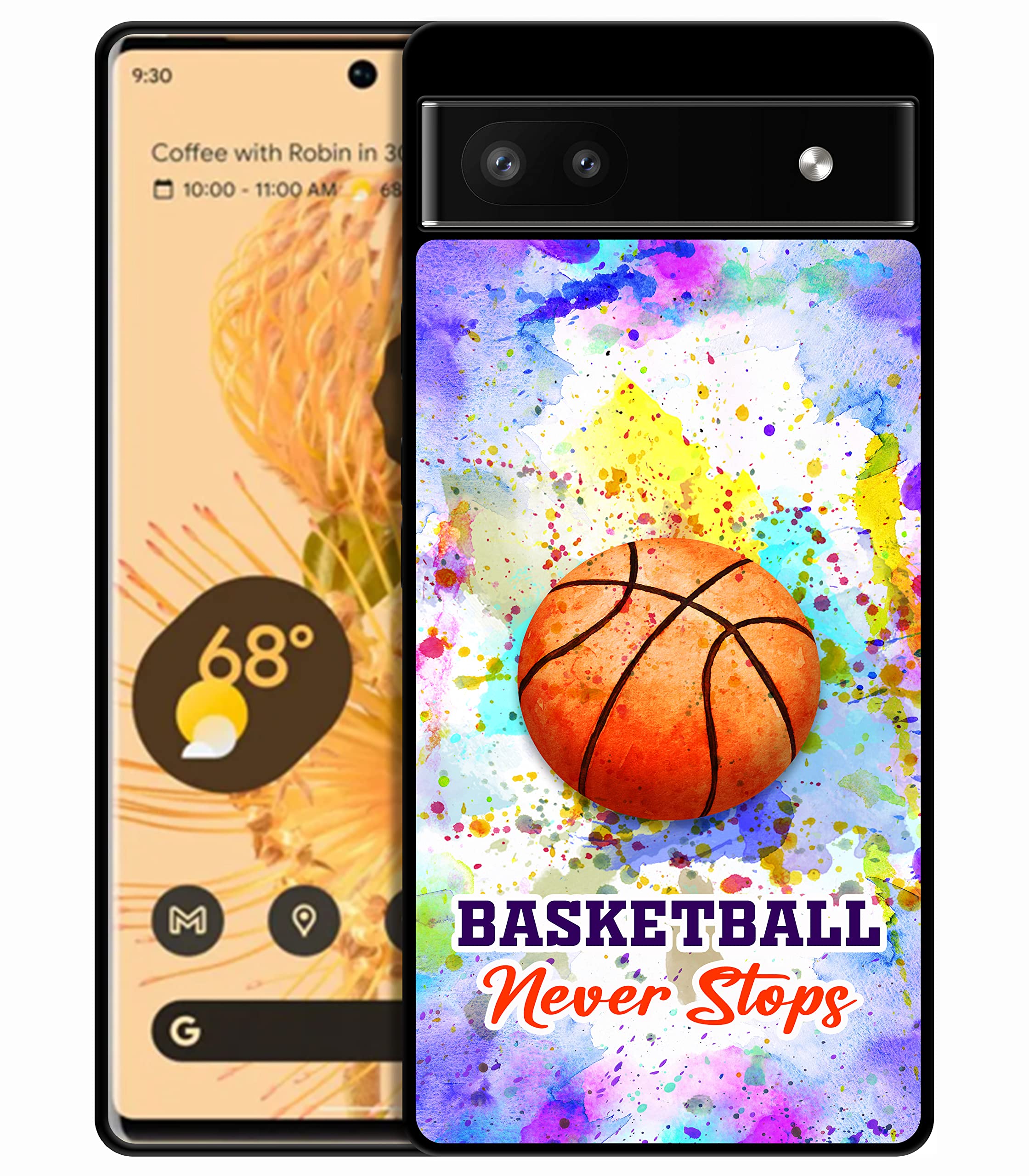 Bolster Google Pixel 6A Case - Watercolor Basketball Printed Designer Soft Rubber TPU Protective Shockproof Back Phone Case/Cover for Google Pixel 6A6A.