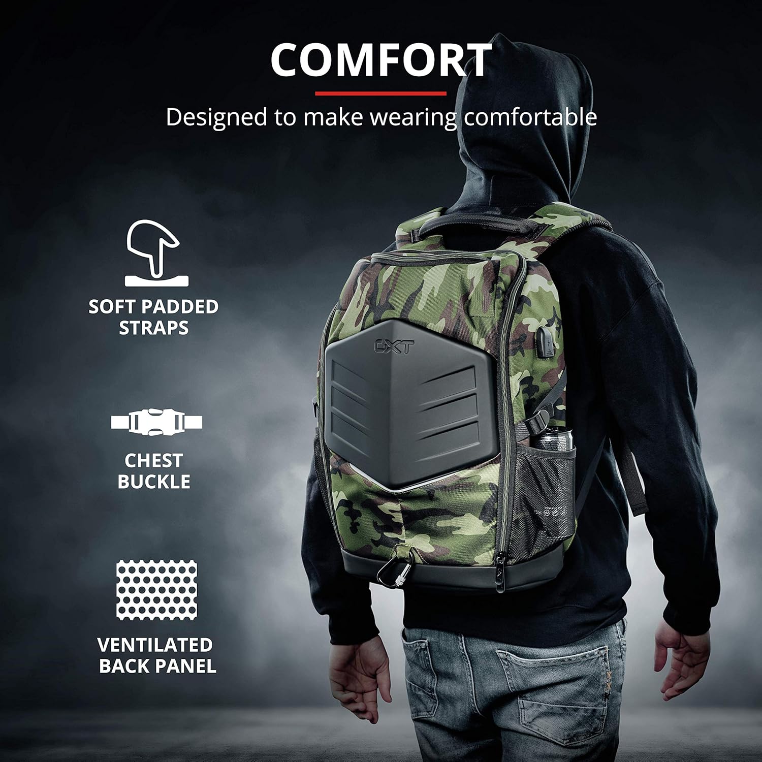 Up To 50% OFF Trust Gaming GXT 1255 Outlaw Gaming Laptop Backpack, 15.6 inch with USB Charging Port - Jungle Camo