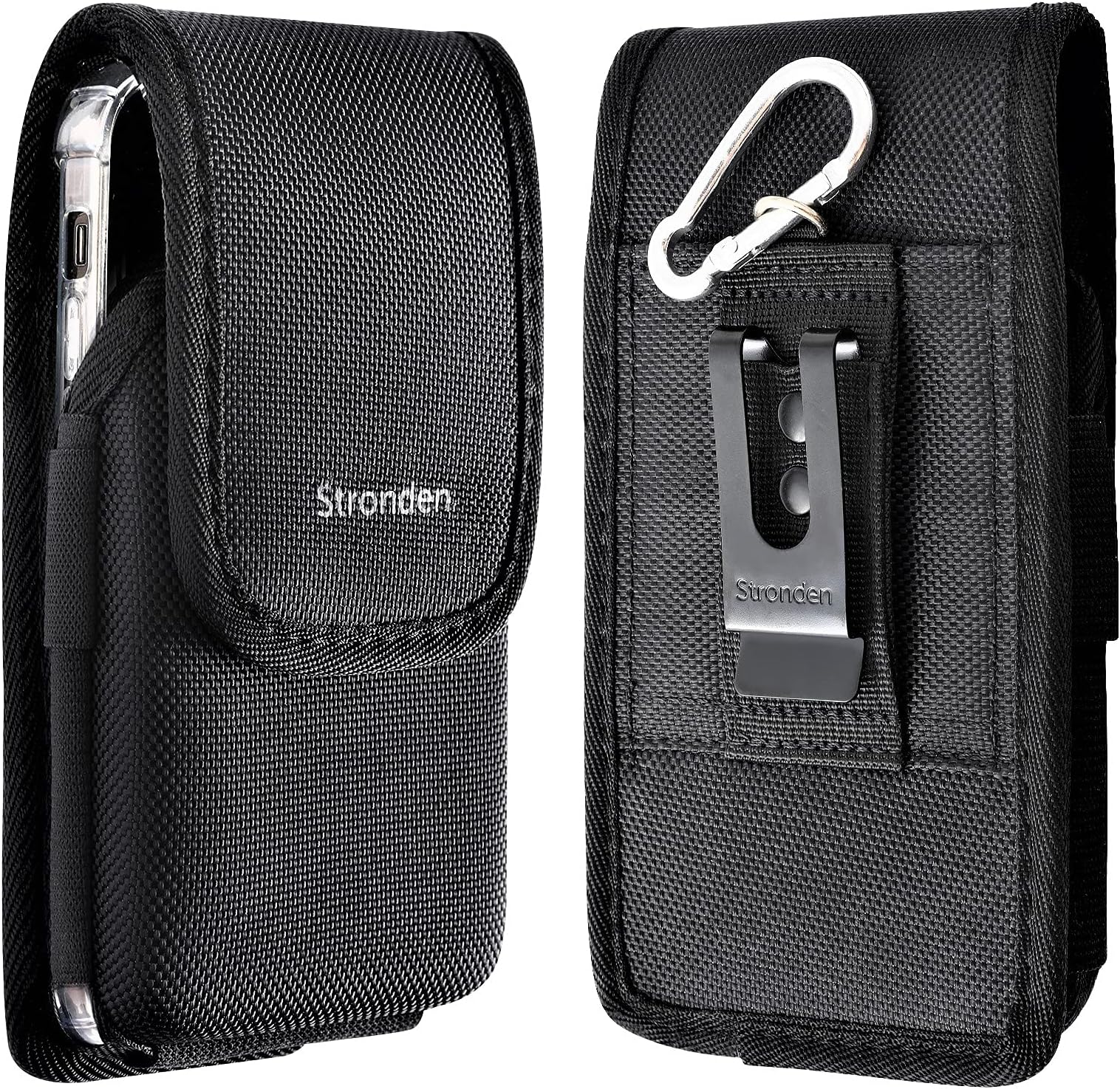Stronden Holster for Samsung Galaxy S21 Plus, S20 Plus, S20 FE - Military Grade Nylon Vertical Belt Holster Pouch w/Built in ID Card Holder (Fits Otterbox Commuter/Defender Case on)