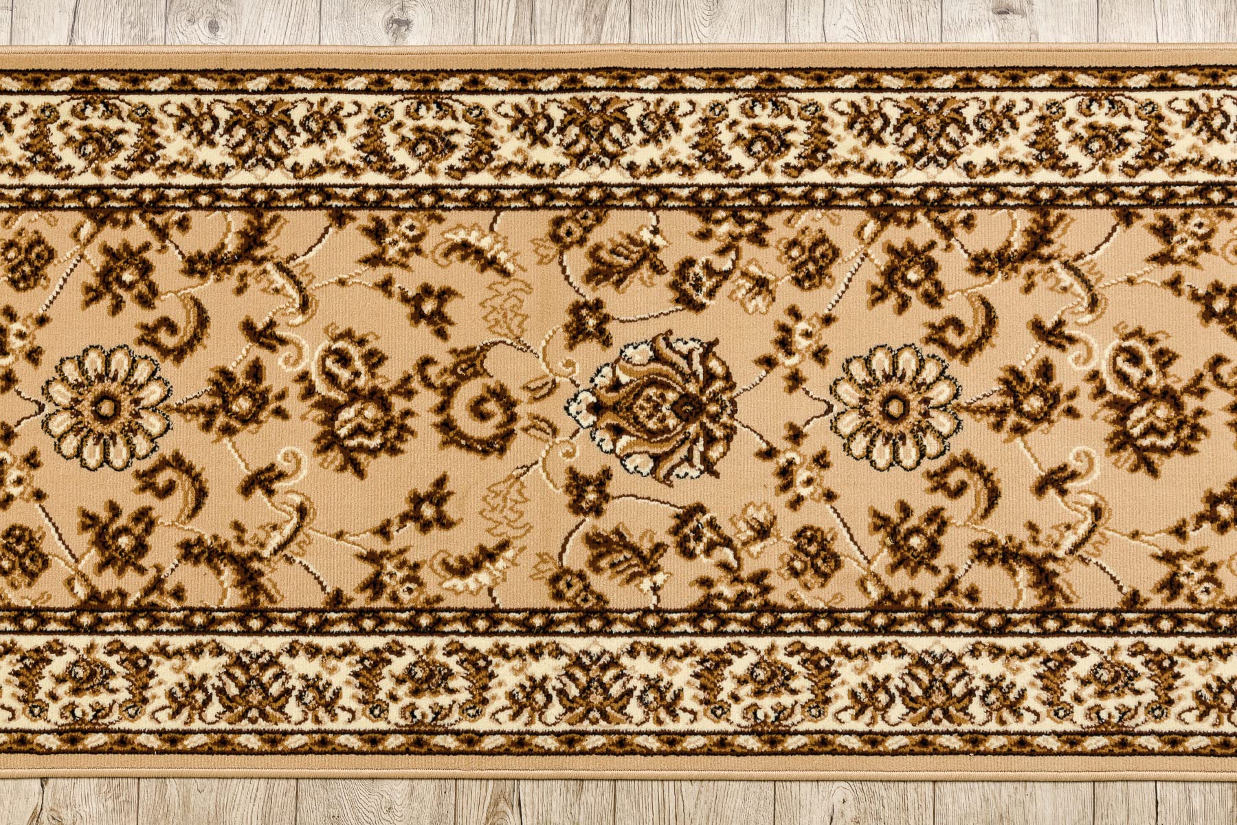 rugsx Tapis de Couloir BCF MORAD KLASYK pour la Cuisine, Le Hall, Le Couloir, l'entrée, Solide, Classique Beige 60x400 cm