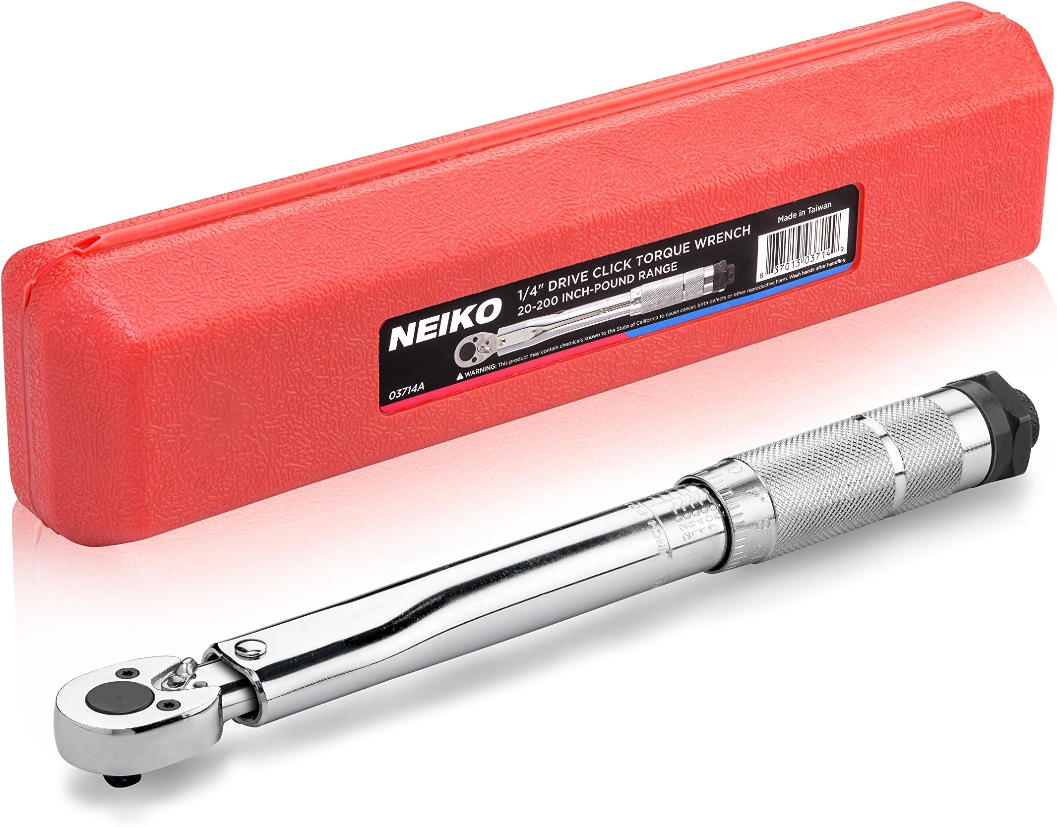 03714A 1/4" Drive Adjustable Click Torque Wrench | SAE | 20-200 Inch-Pound Chrome Vanadium Steel | 10.75" Length