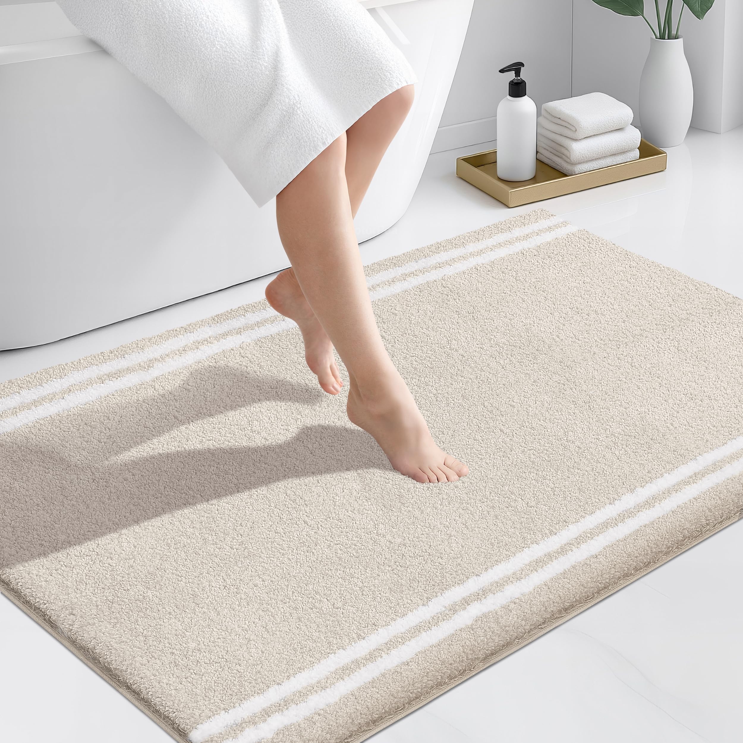 PURRUGS Bathroom Rug Non-Slip Machine Washable 30" x 46", Super Absorbent and Quick Dry Shaggy Microfiber Bath Mat, Extra Soft and Plush Bath Rug for