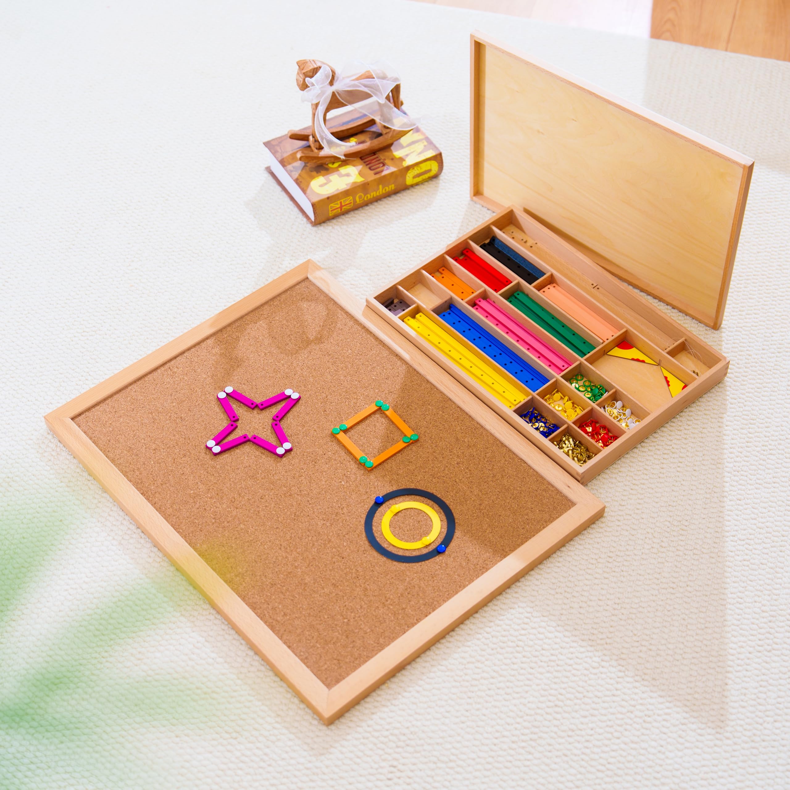 Montessori materiały matematyczne – drewniana zabawka edukacyjna do liczb i liczb, przedszkola i szkoły podstawowej, domowej i klasy od 3 lat (geometryczne pręty Montessori)
