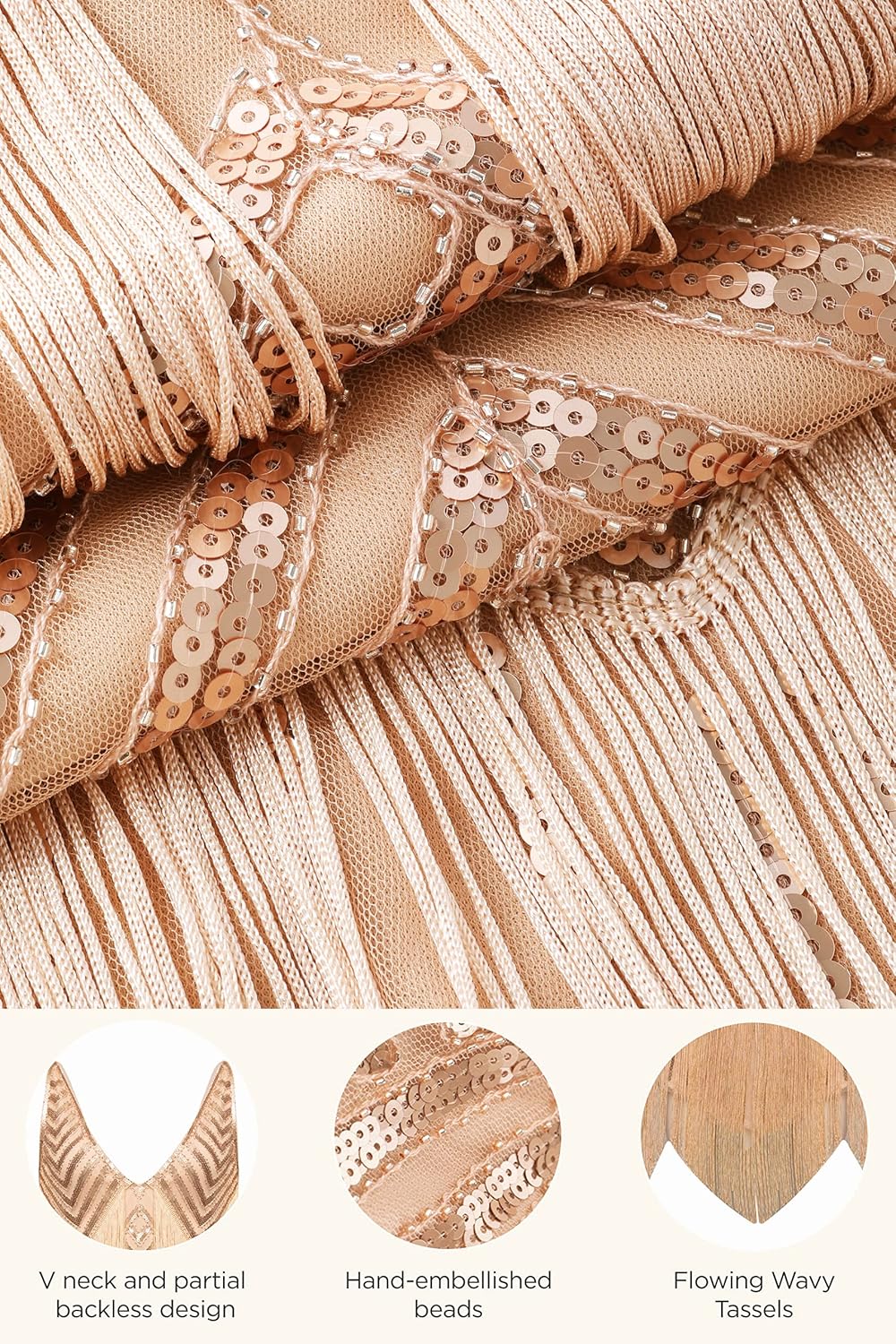 BABEYOND Women's 1920s Flapper Dress V Neck Slip Dress Roaring 20s Great Gatsby Dress for Party - Image 4