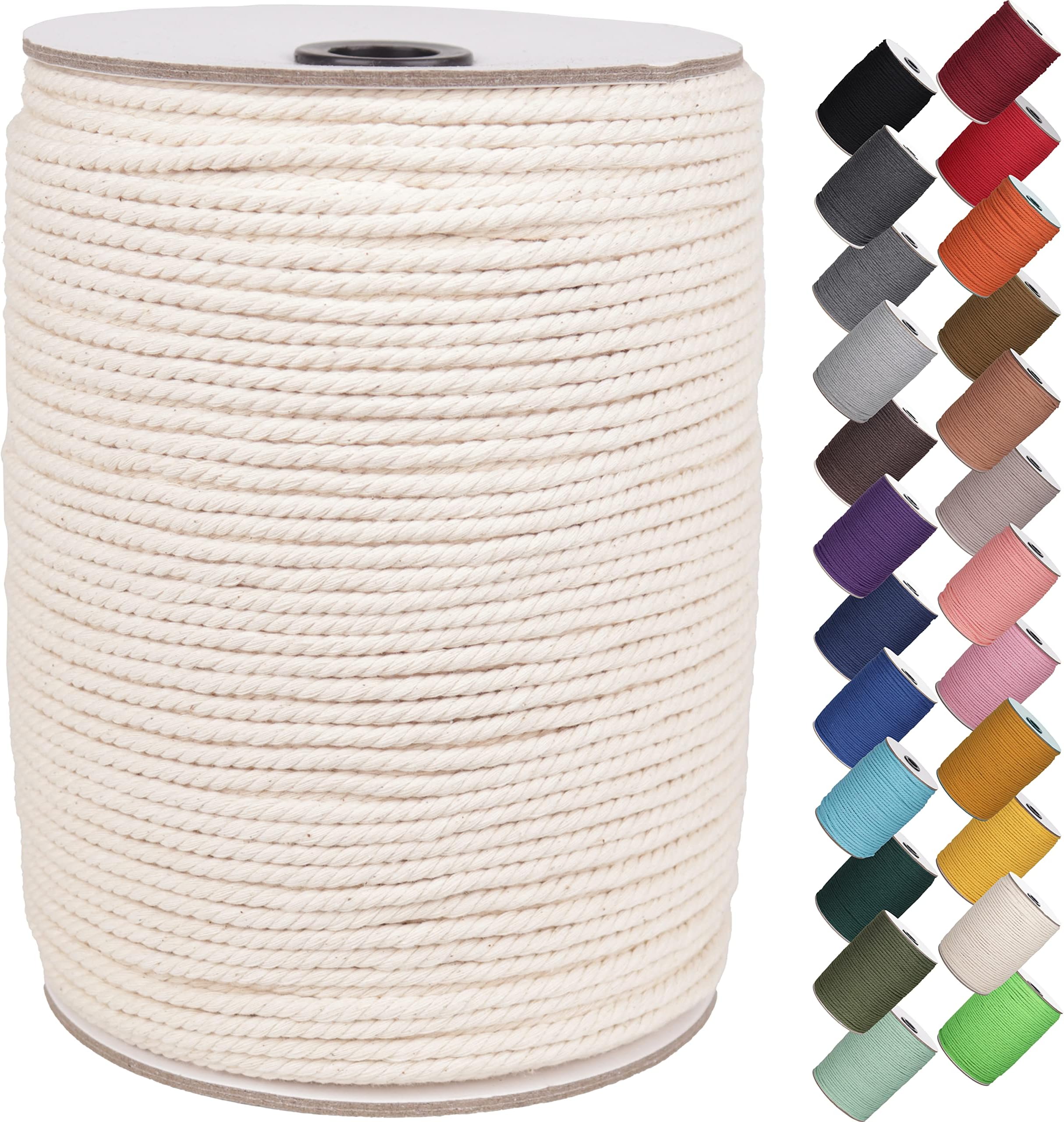 XKDOUS Macrame Cord 3mm x 109Yards, 100% Natural Cotton Macrame Rope Cotton Cord, Perfect Macrame Supplies for Wall Hanging, Plant Hangers, Crafts, Knitting, Decorative Projects