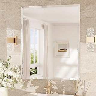 TokeShimi 30x36 Beveled Bathroom Mirror Frameless, Rectangle Bathroom Va...