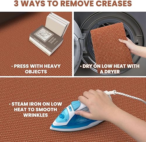 Vista 35 de EARTHALL - Tapete tejido lavable con parte trasera de goma, tapete trenzado de algodón antideslizante para interiores para entrada, pasillo, cocina