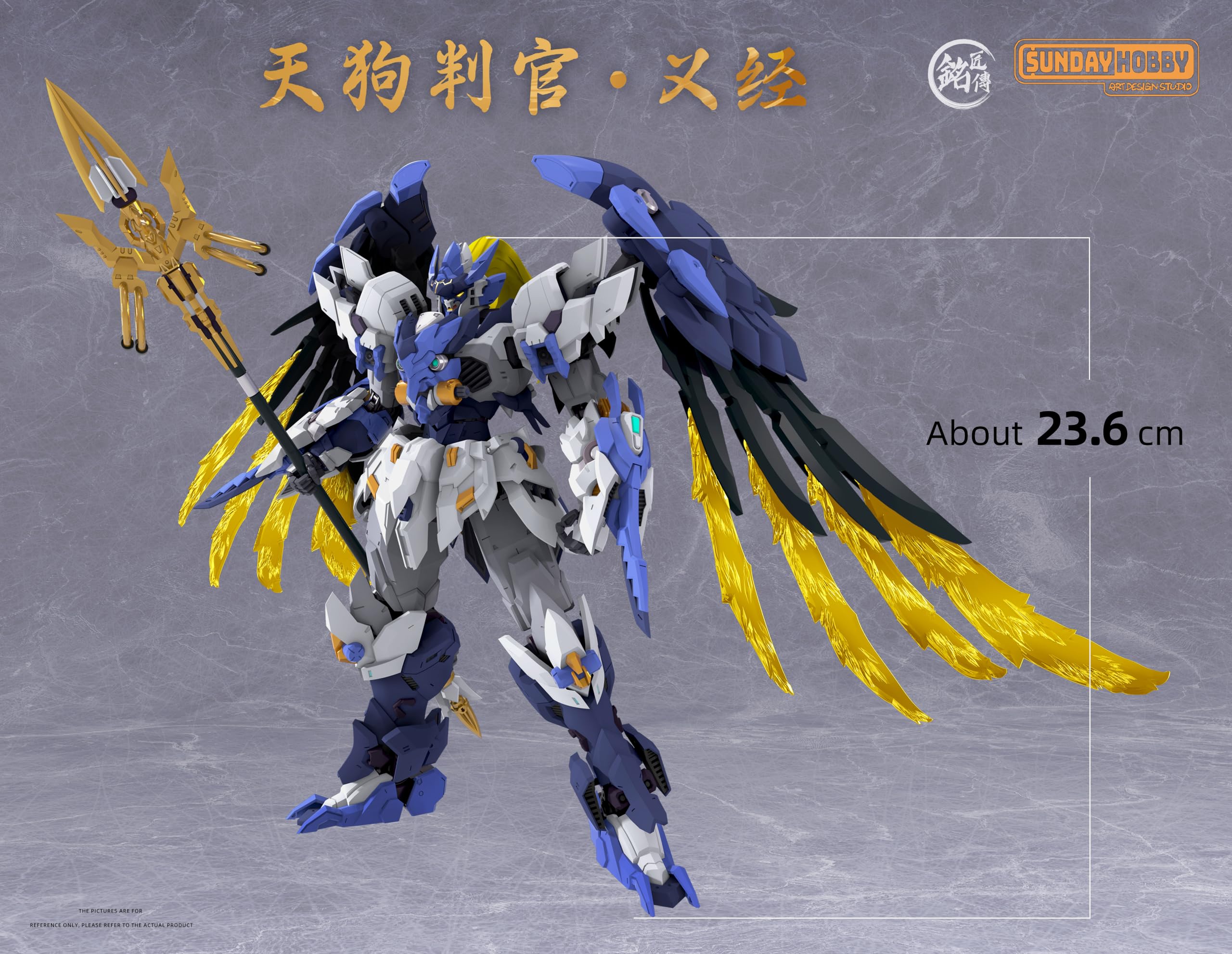 MJZ Studio Sunday Hobby Mecha Tengu Judge Yoshitsune 1:100 Plastikbausatz | Tengu-Design | 23.6cm Mecha Modellbausatz | Maßstab 1:100 | Beweglich, mit Ständer & fluoreszierenden Teilen TAK-MJZ002