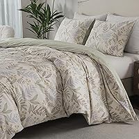 Vista 79 de HoneiLife Juego de funda de edredón floral 100% algodón, 3 piezas, suave, ropa de cama botánica con cierre de cremallera y lazos en las esquinas