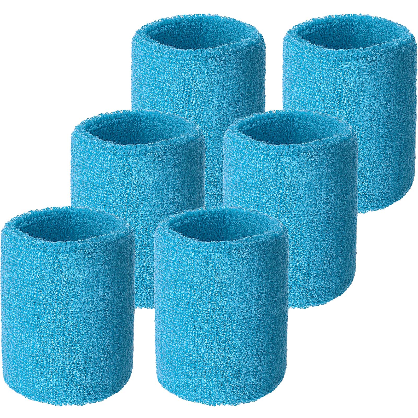 6 Pieces Wrist Sweatbands, Tennis Wrist Bands, Absorbent Sweatbands for Soccer, Basketball, Running, Athletic Sports and Training (Sky Blue) โ image 1