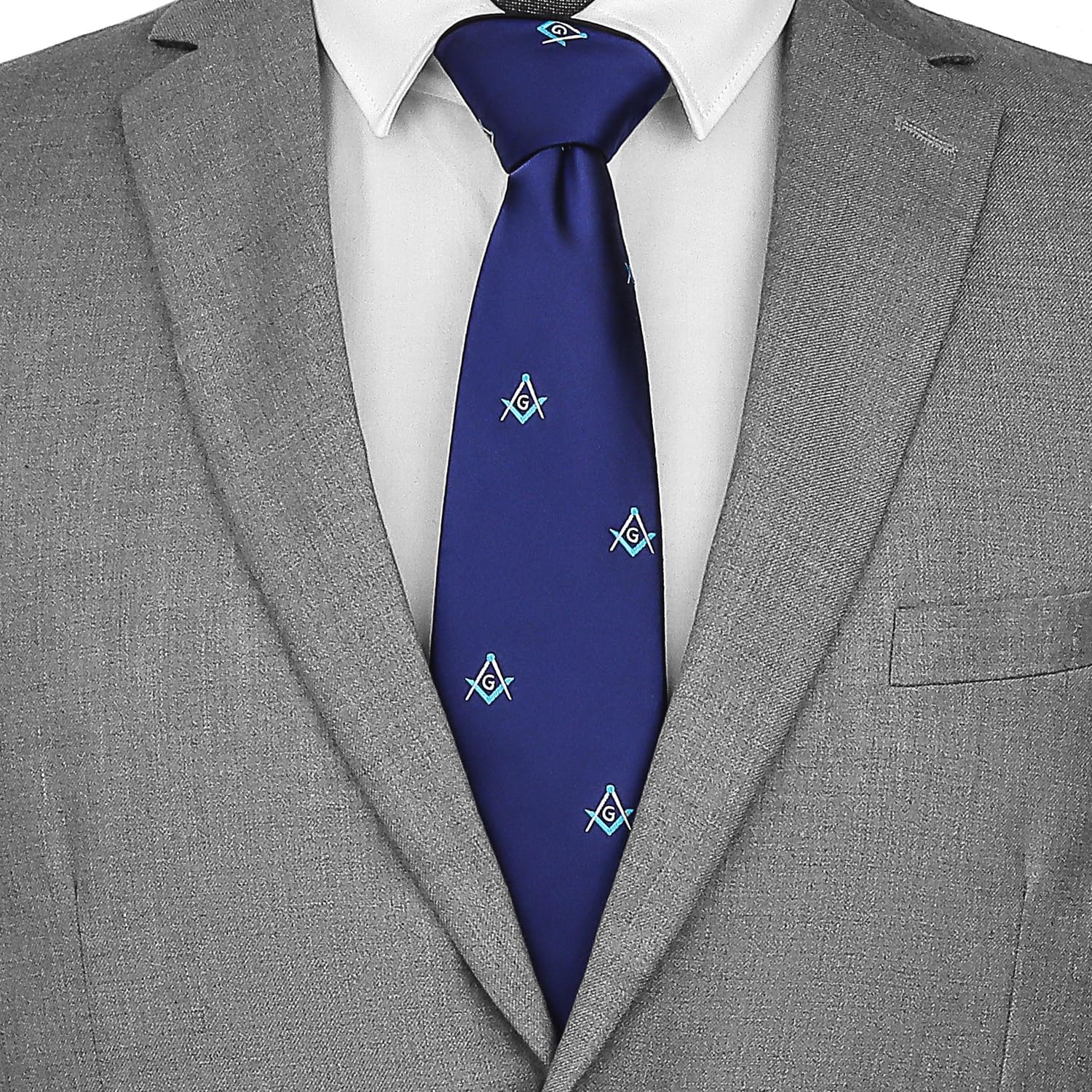 AMITER Woven Necktie for Freemason, Mens Fashion Neck Ties with Masonic Square & Compass