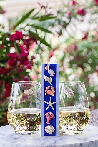 Miniatura 2 de Simply Charmed Juego de 6 marcadores magnéticos para vino de playa, diseño tropical de verano, Resina