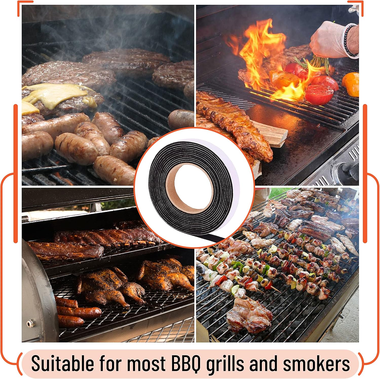 UNCO Smoker Gasket - 15 Ft, 1/2"X1/8", High Temp Grill & BBQ Gasket