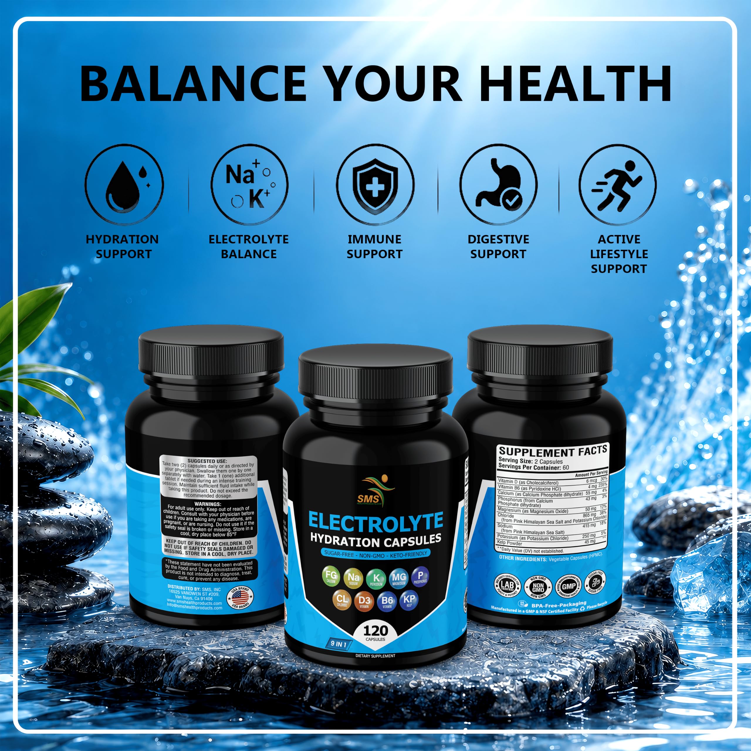 Electrolyte Capsules, Hydration Support, No Fillers, Magnesium, Potassium, Sodium & Chloride, Keto Friendly, Vegan, Made in USA, 120 Capsules — Amazon image 4