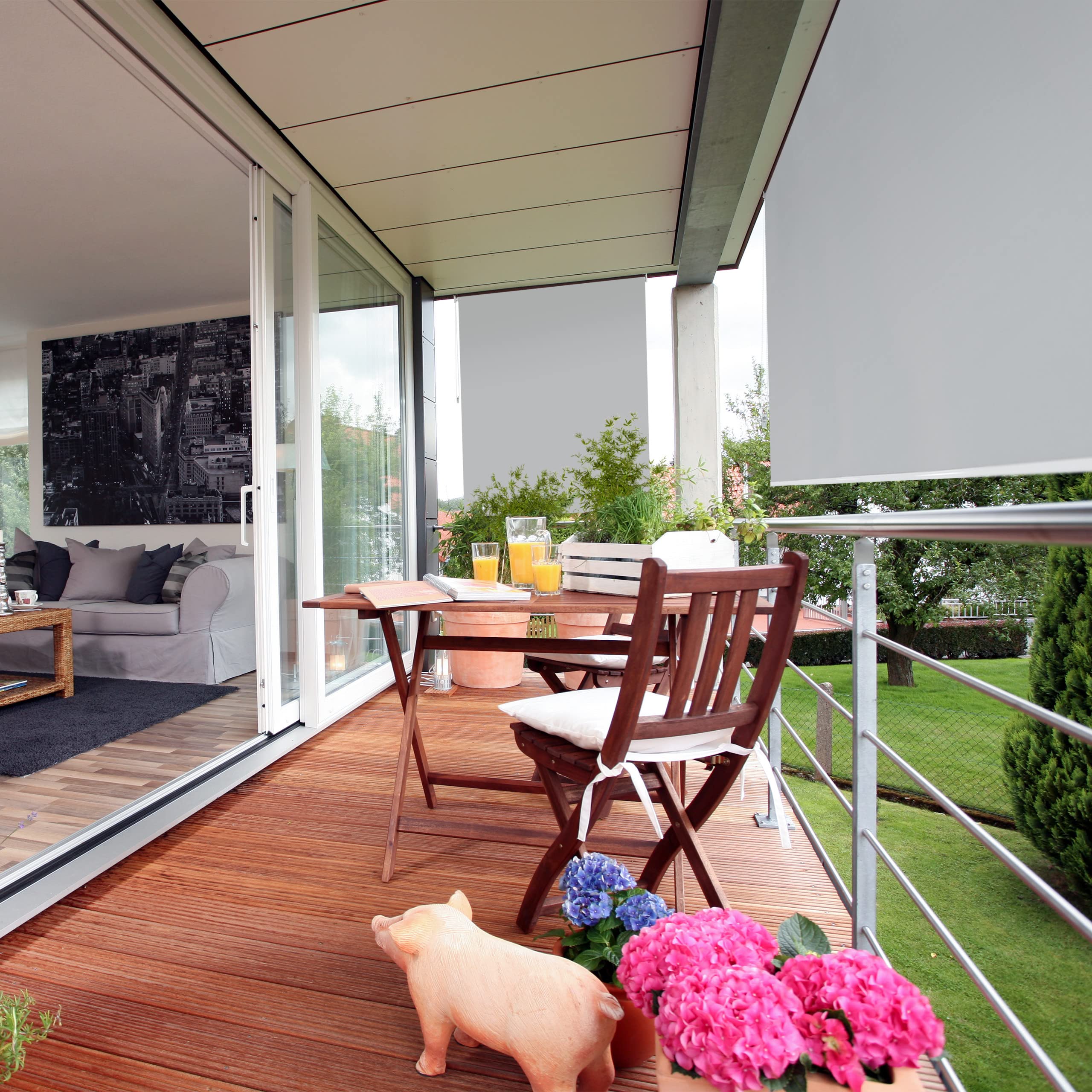 Relaxdays Store Vertical, 140 x 180 cm, extérieur pour Balcon, terrasse & Jardin, résiste aux intempéries, Gris