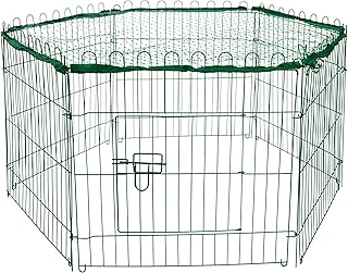 dobar 80596 - Recinto para Conejos (Hexagonal, Metal, con Red de Nailon, Resistente al Invierno, 112 x 98 x 56 cm), Color Verde