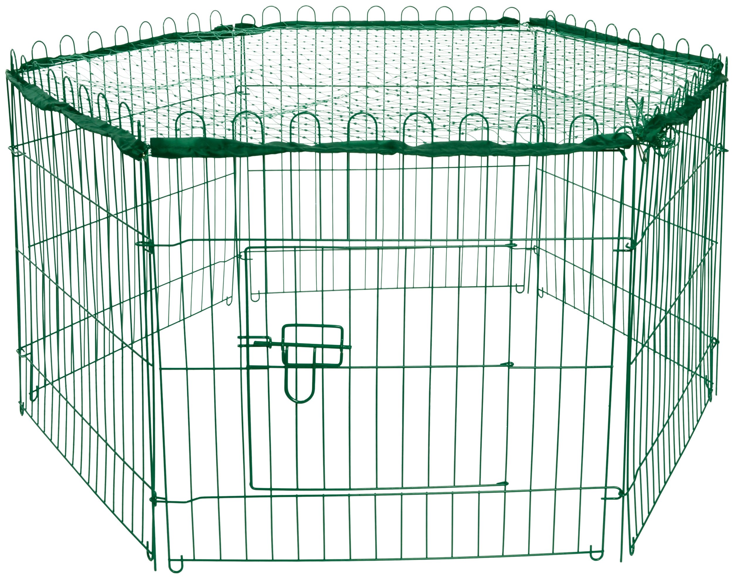 dobar Freigehege Freigehege 6-eckiges Grün 112 x 98 x 56 cm – mit Schutznetz und Tür