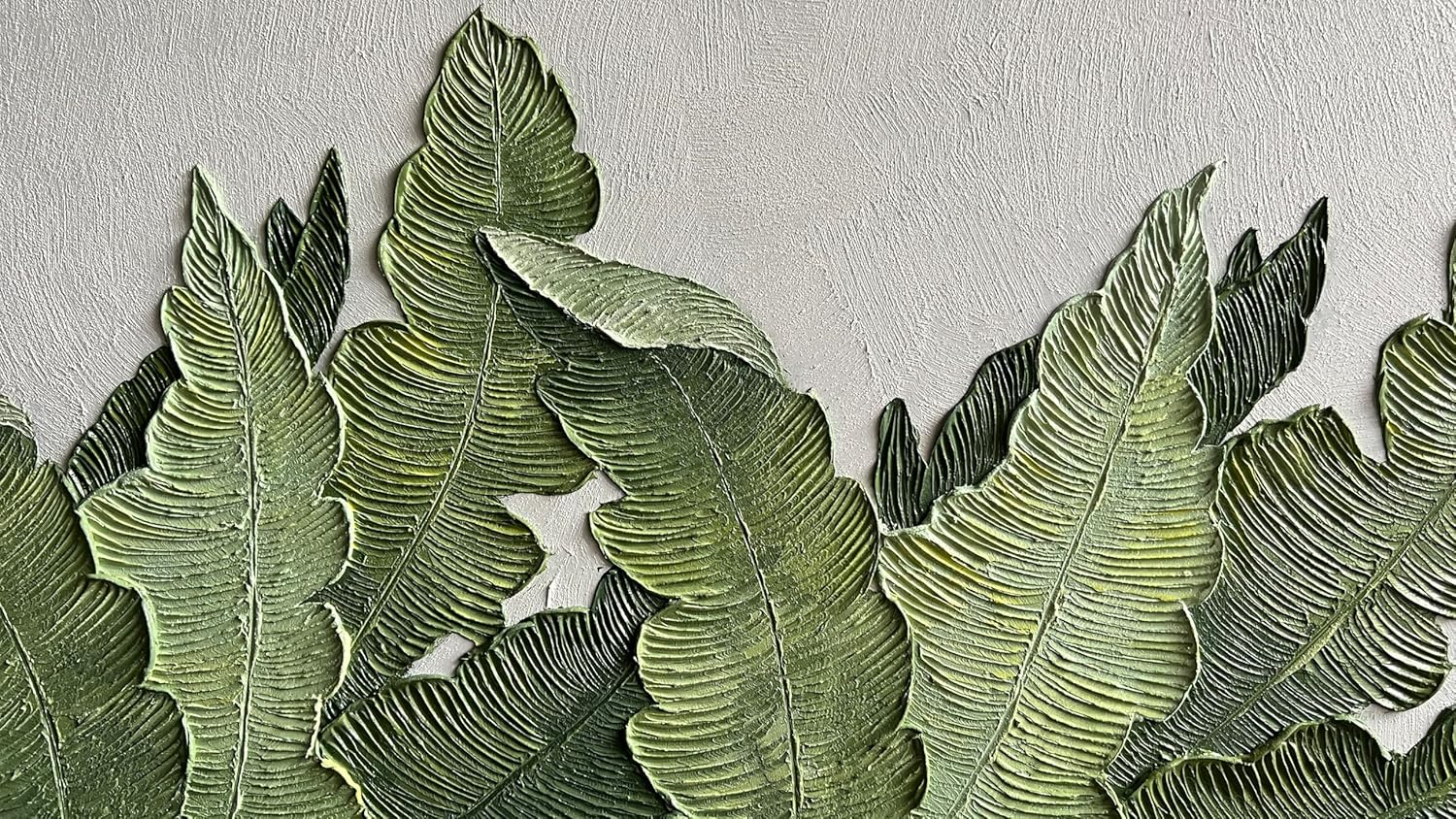 YaSheng Art- Large Canvas Wall Art Oil Paintings ,Hand Painted 3D Textured Wall Art Green Large leaf plant Artwork paintings ,Modern Minimalist Abstract Wall Art Painting, Wall Art for living room Bedroom Office Wall Deco Home, Framed Wall Art Pictures 60 by 30 inch