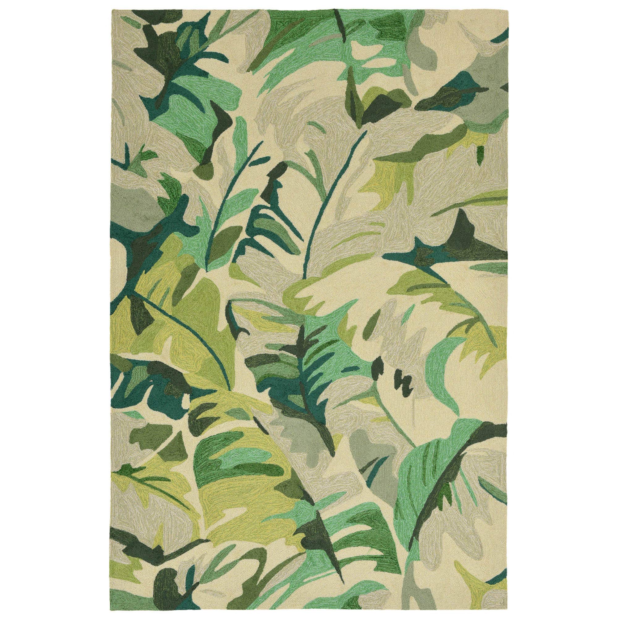 Liora Manne Capri Indoor Outdoor Rug - Nautical, Coastal Beach Theme, Tropical Décor, Comfortable & Durable, UV Stabilized, Stain Resistant Rug, Palm Leaf Green, 7'6" x 9'6"