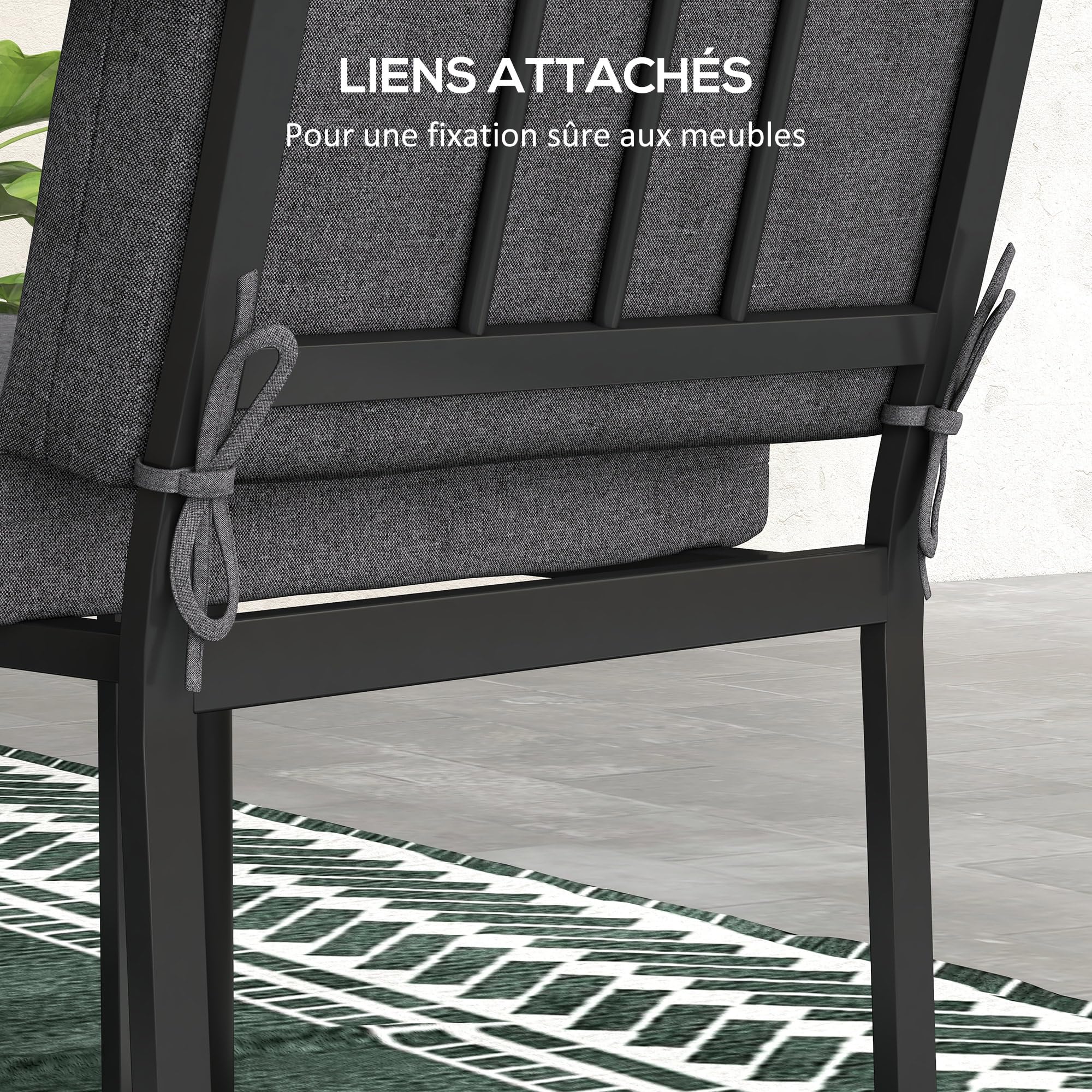 Outsunny Lot de 2 Coussins d'extérieur Chaise 8 cm 112L x 51l cm Gris Foncé