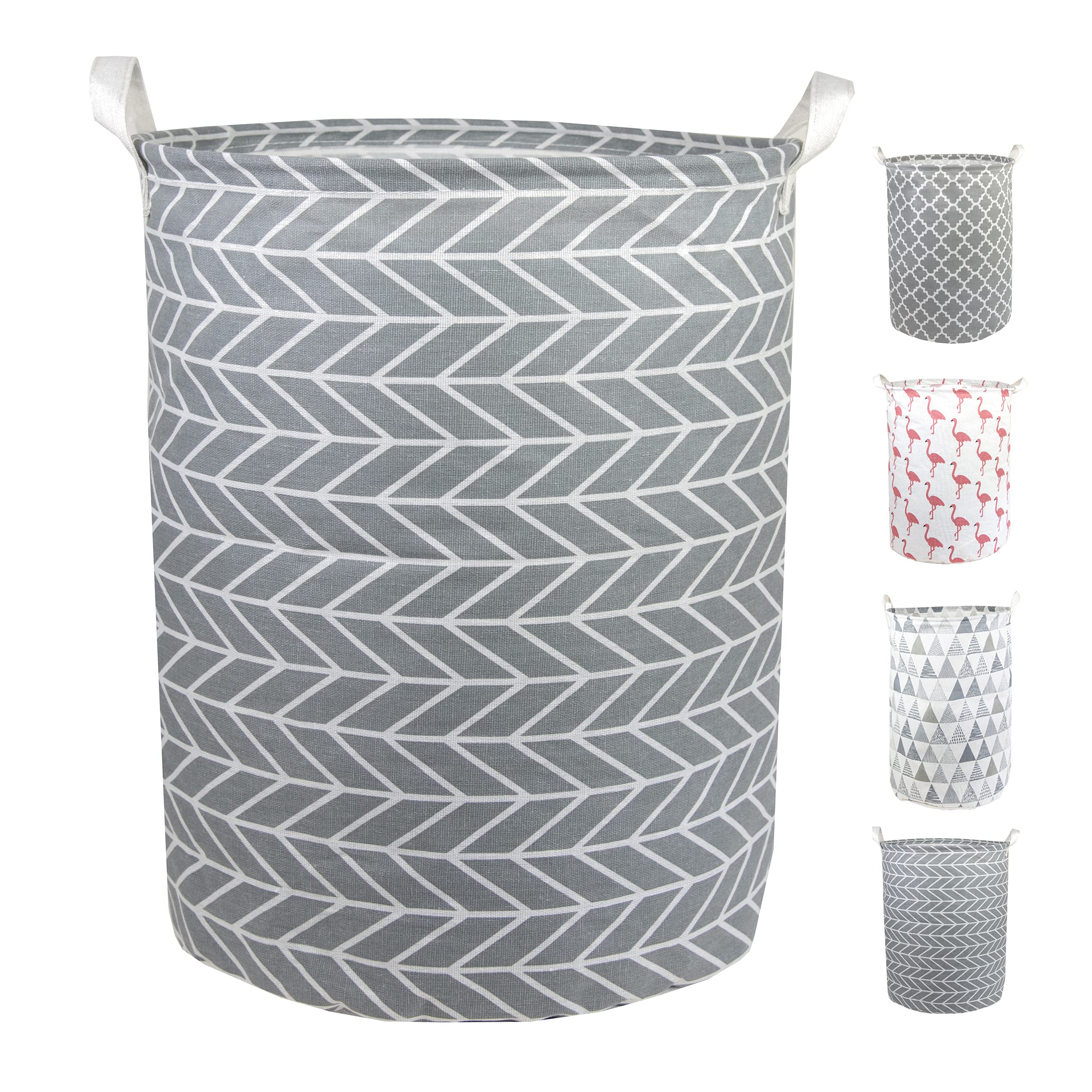 Laundry Basket - Bathroom Storage Laundry Bag - Thick Canvas Hamper Baskets, Bathroom Bin & Washing Baskets - Collapsible Linen Wash Basket For Clothes, Dog Toys, Towels, Bedroom & Bathroom - Grey